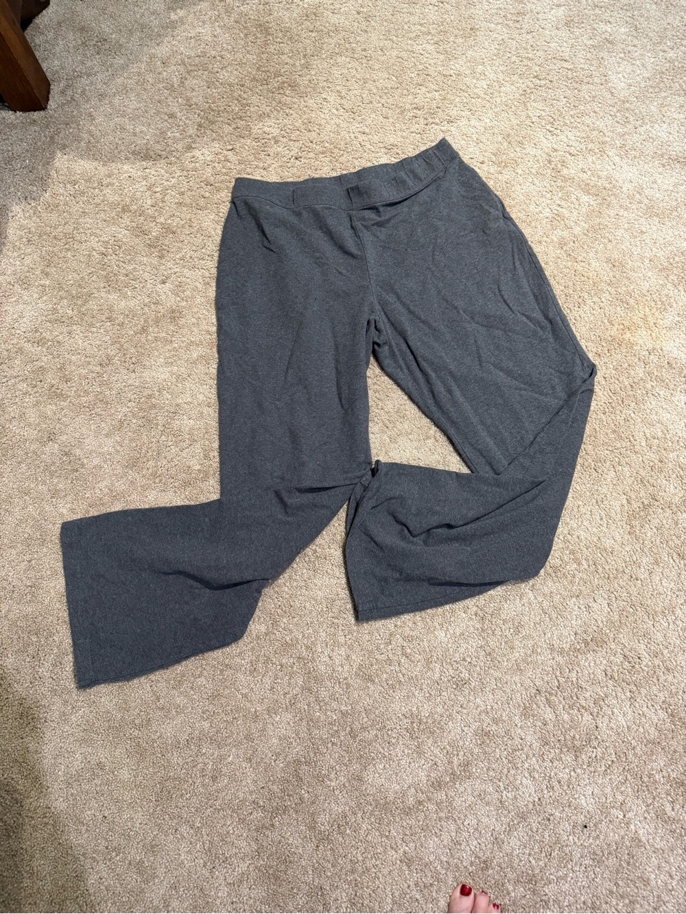 L.L. Bean Charcoal Gray Pull On Knit Lounge Pants Straight Leg Large Regular